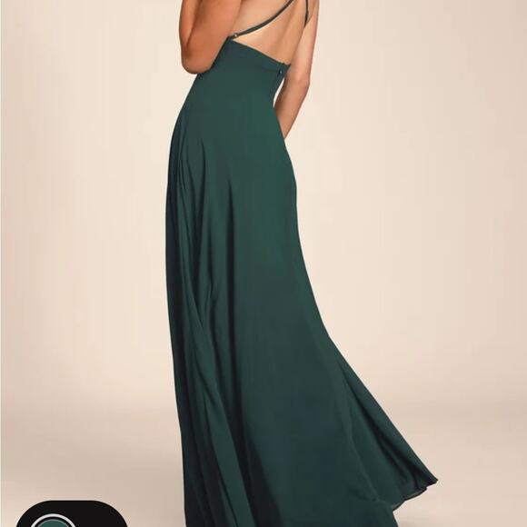 Lulus dreamy forest green backless maxi dress with slit NWT size S - Picture 2 of 6